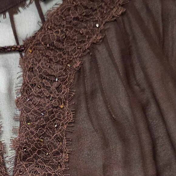 Viintage Y2K BCBGMaxAzria Bcbg  Sheer Silk Beaded Embellished Delicate Blouse - Picture 2 of 2